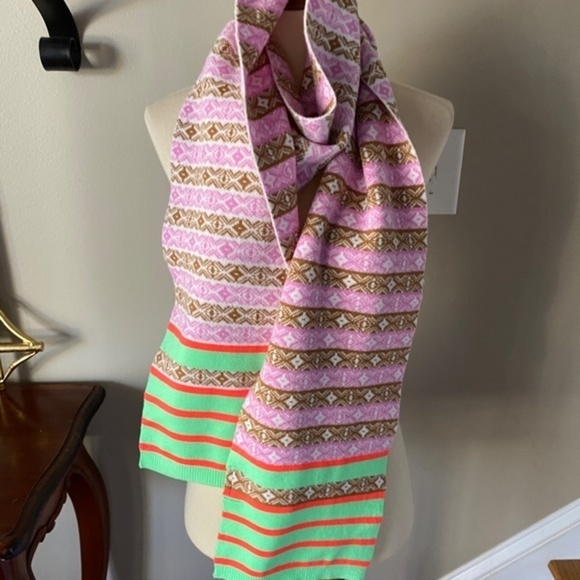 Anthropologie Maeve Pink Abstract Knit Scarf - Picture 4 of 6